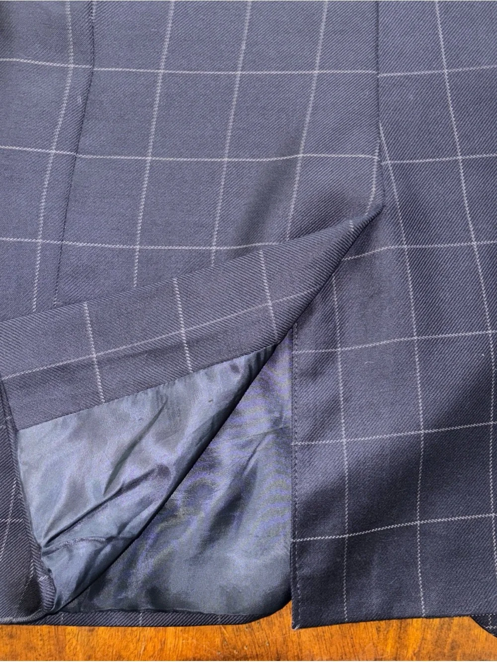 Paul Fredrick Navy Windowpane Sport Coat/Blazer  💯 Wool Sz 42R